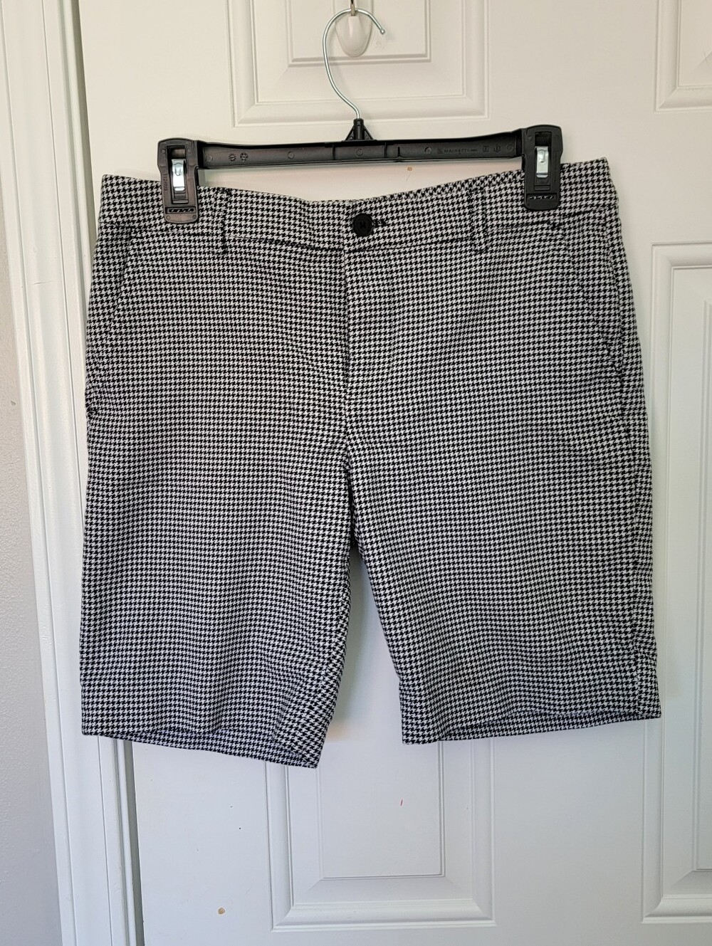Lauren Ralph Lauren Houndstooth Bermuda Shorts Black White Petite 6P Pockets